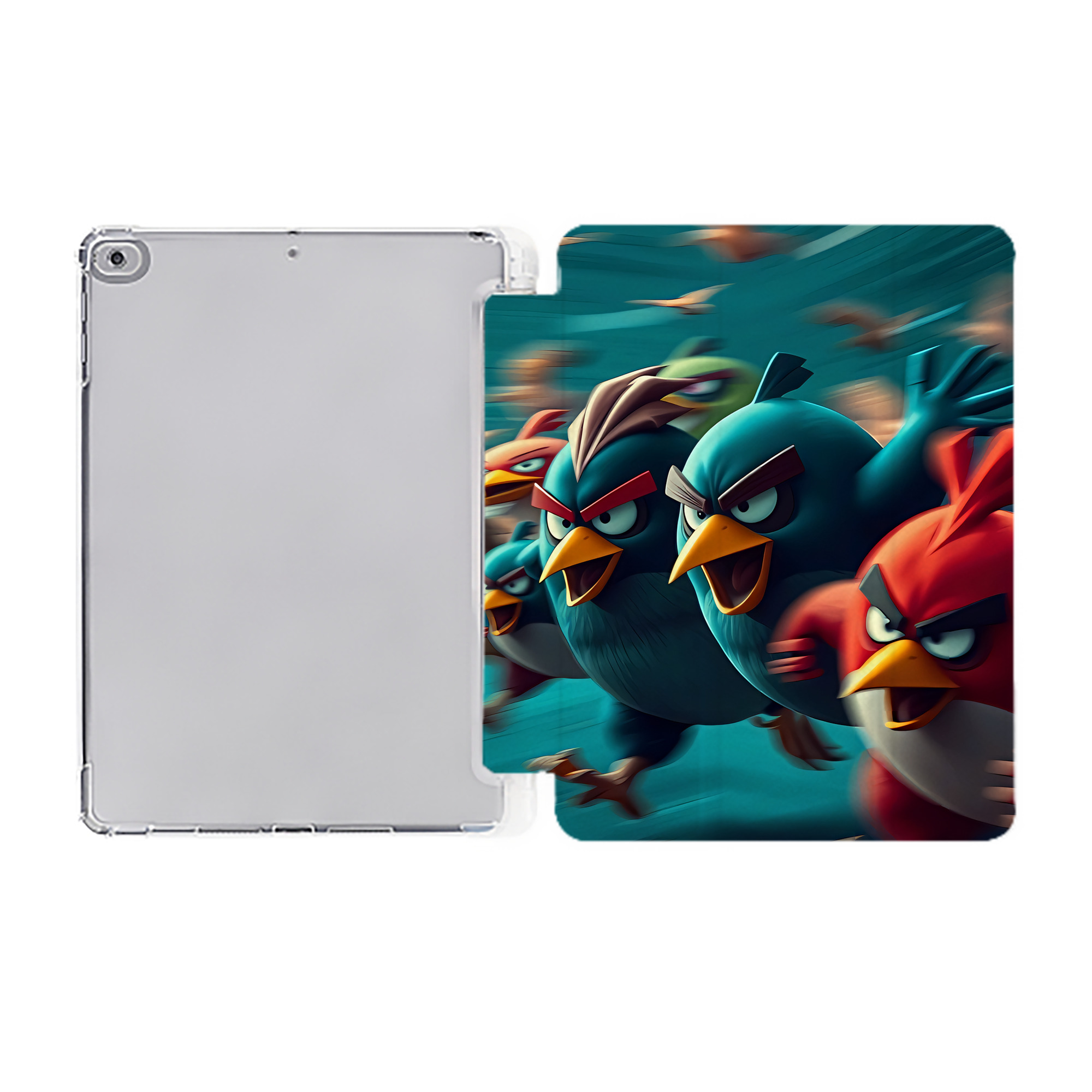 （画像用） Angry Birds アングリーバード IPad ケース ペン収納付き 三つ折りスタンド PUレザー×シリコン 対応機種9.5/10.5/10.9インチ